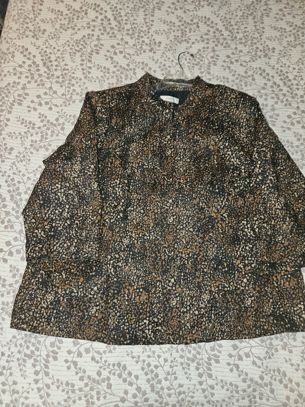CJ Banks Black and Brown Speckled Long-Sleeve Shirt